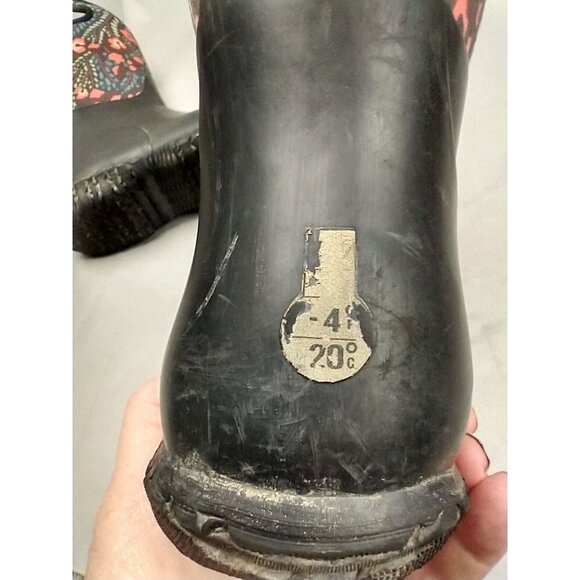 Bogs York Snow Boot Women 7 Black Flowers Waterproof Insulation -20 Degrees Warm - Picture 13 of 13